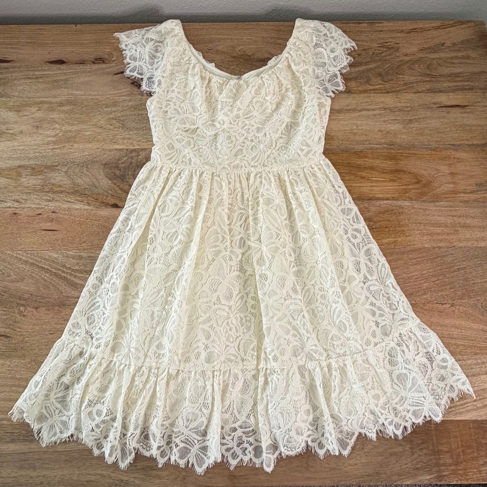 Valentino Ivory Floral Lace Tiered Mini Dress US 4 Coquette Romantic Luxury - Picture 8 of 15